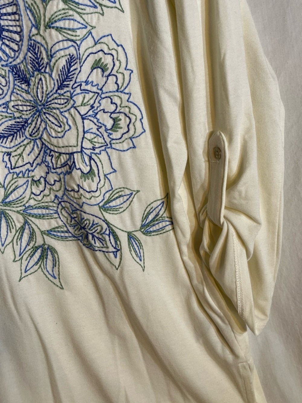 Ruby Rd. Cream Tunic with Blue & Green Floral Embroidery - Picture 3 of 4